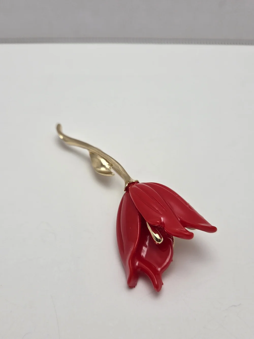Gold and Red Floral Brooch Trio - Classic Gold & Red Accents
